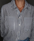 Chemise rayée fluide marine fausses poches