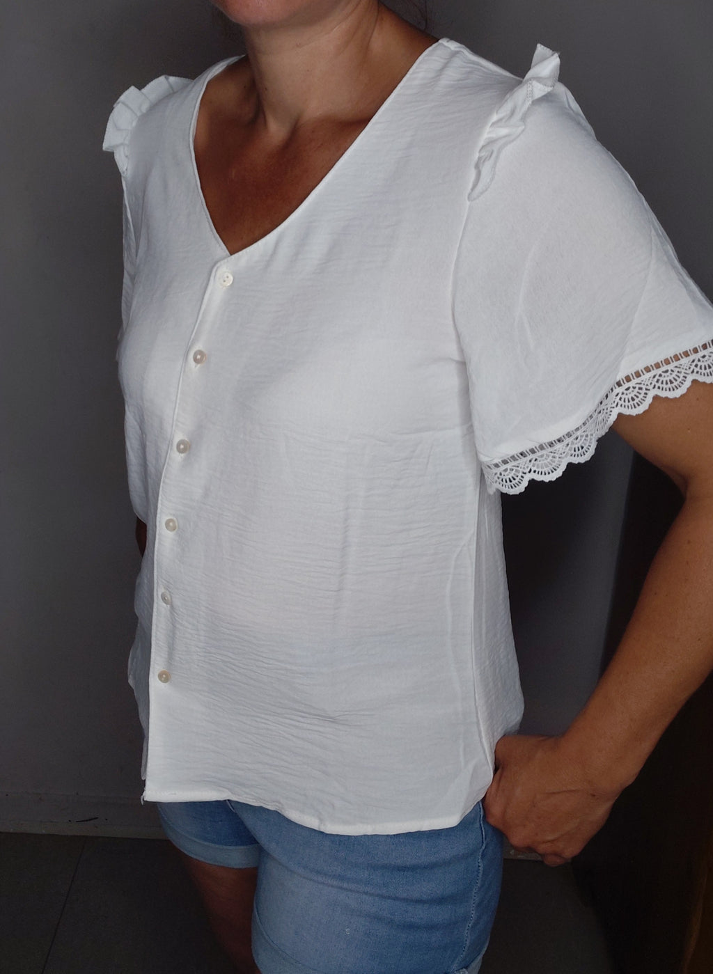 Blouse légère fluide à manches courtes blanche