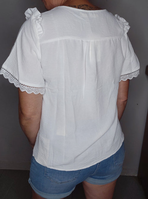 Blouse légère fluide a manches courtes blanche