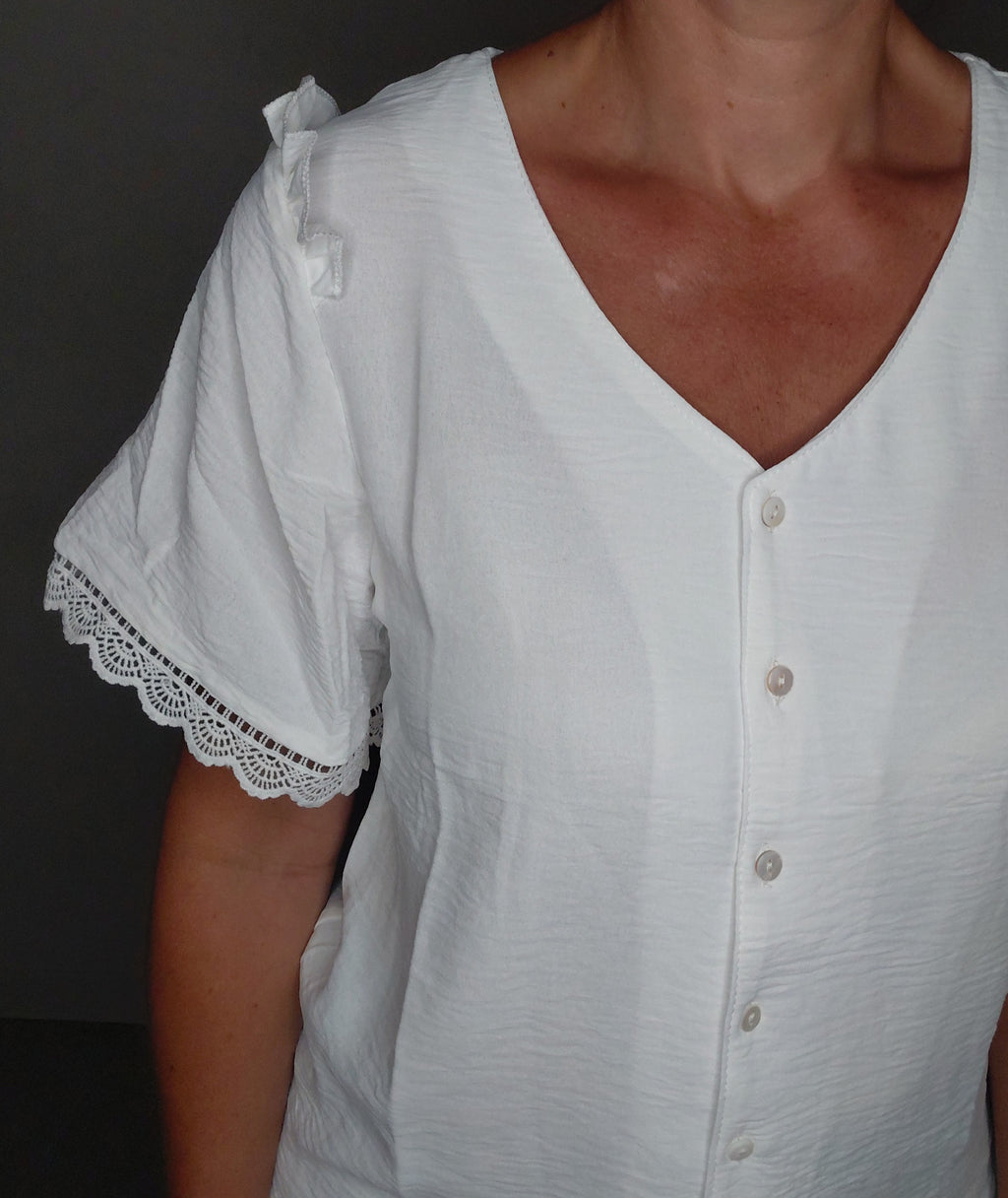 Blouse légère fluide à manches courtes blanche