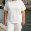 Tee-shirt blanc brodé cœur grande taille 