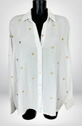 Chemise oversize blanche coeur brodé 