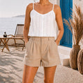 Top crème en coton fines bretelles