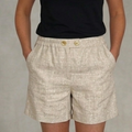 Short beige en lin lurex argent