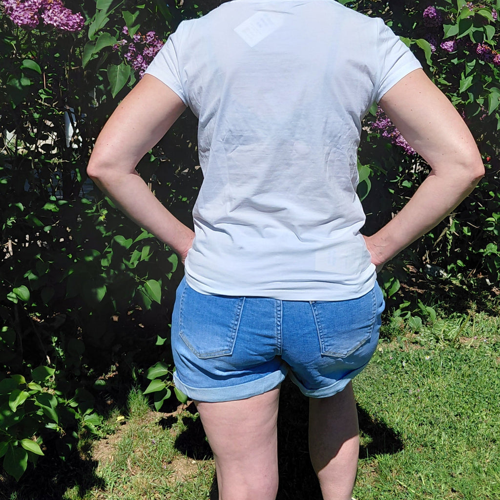 Short jeans confort taille haute