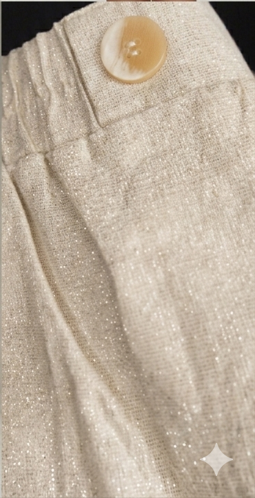 Short beige en lin lurex argent