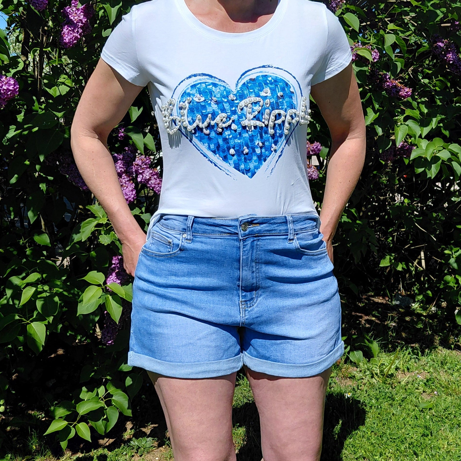 Short jeans confort taille haute