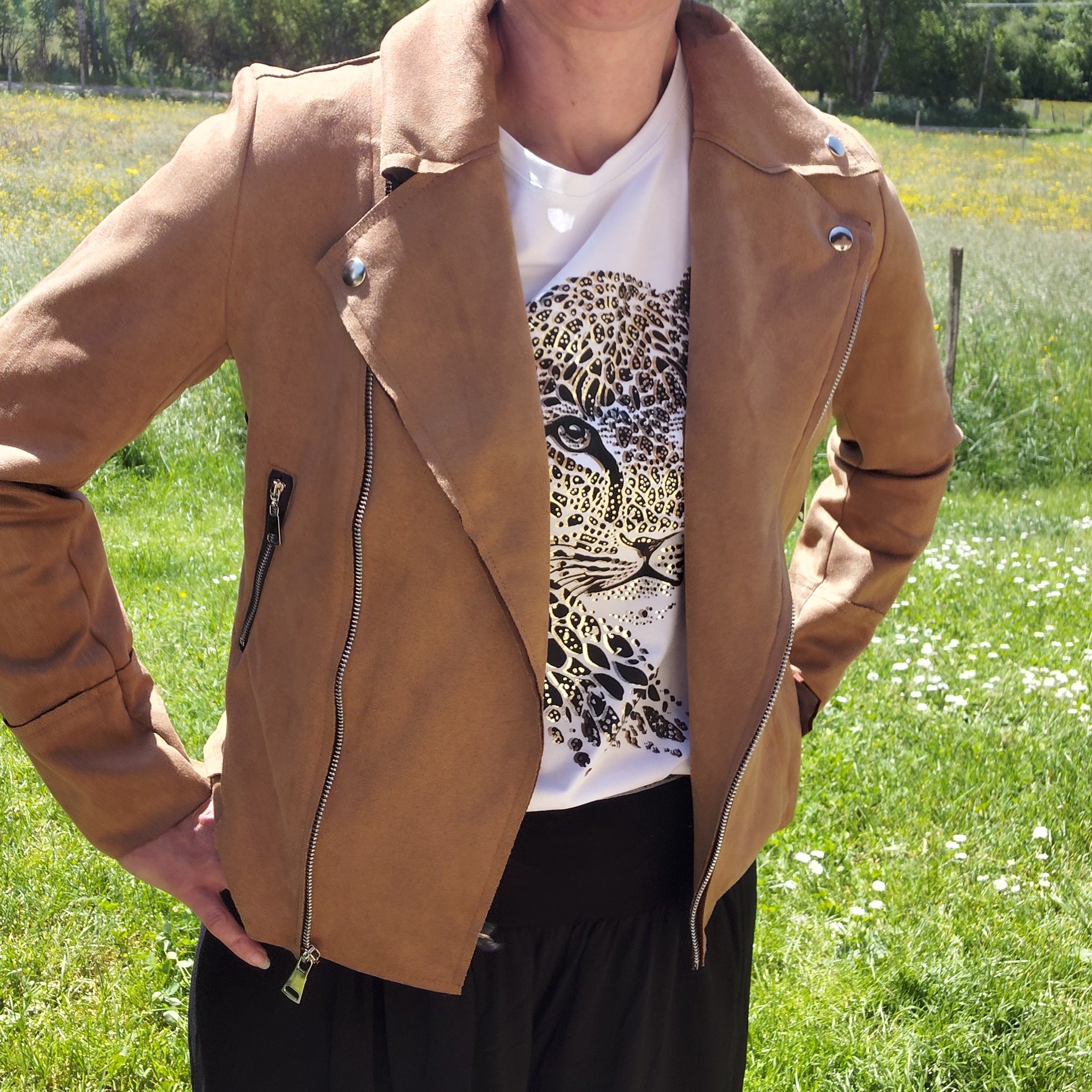 Perfecto suedine camel