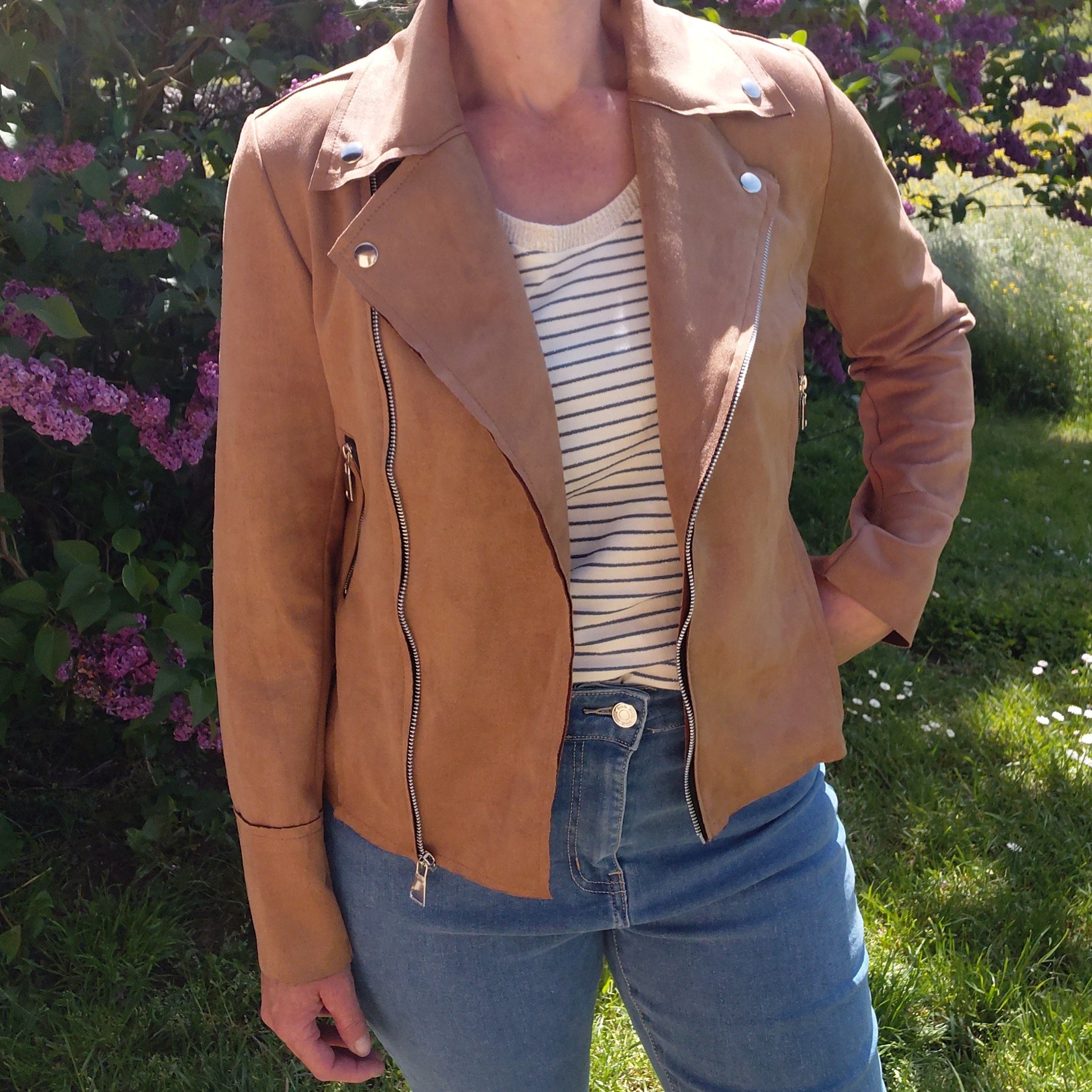 Débardeur rayé couleur jeans et lurex