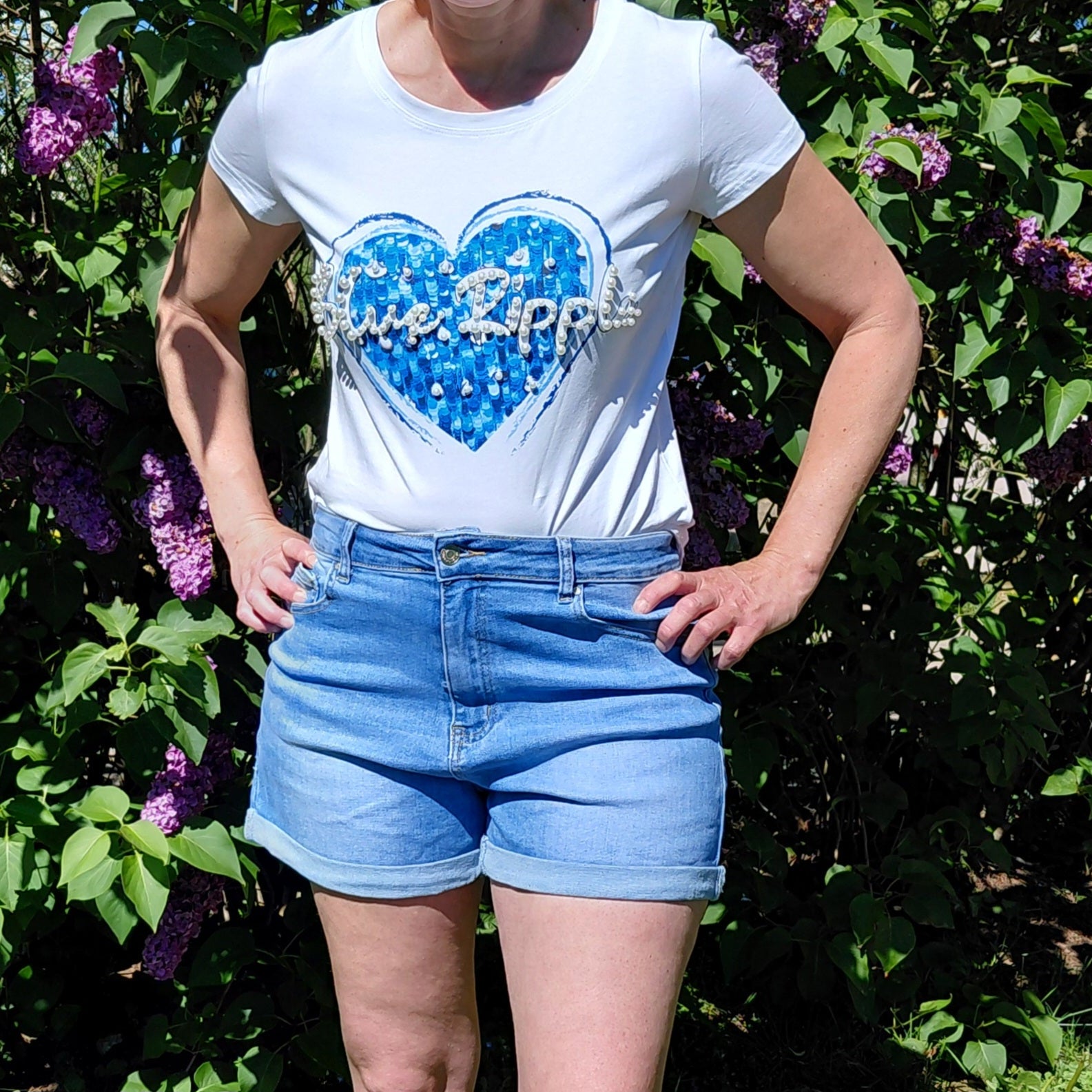 Short jeans confort taille haute