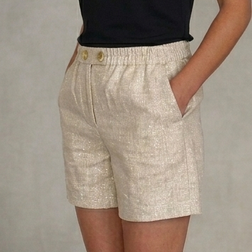 Short beige en lin lurex argent