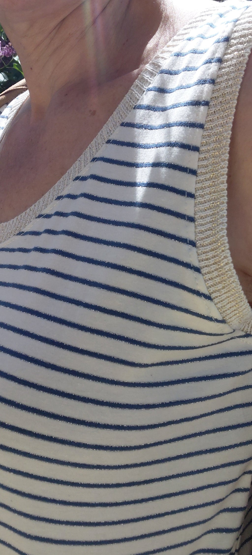 Débardeur rayé couleur jeans et lurex