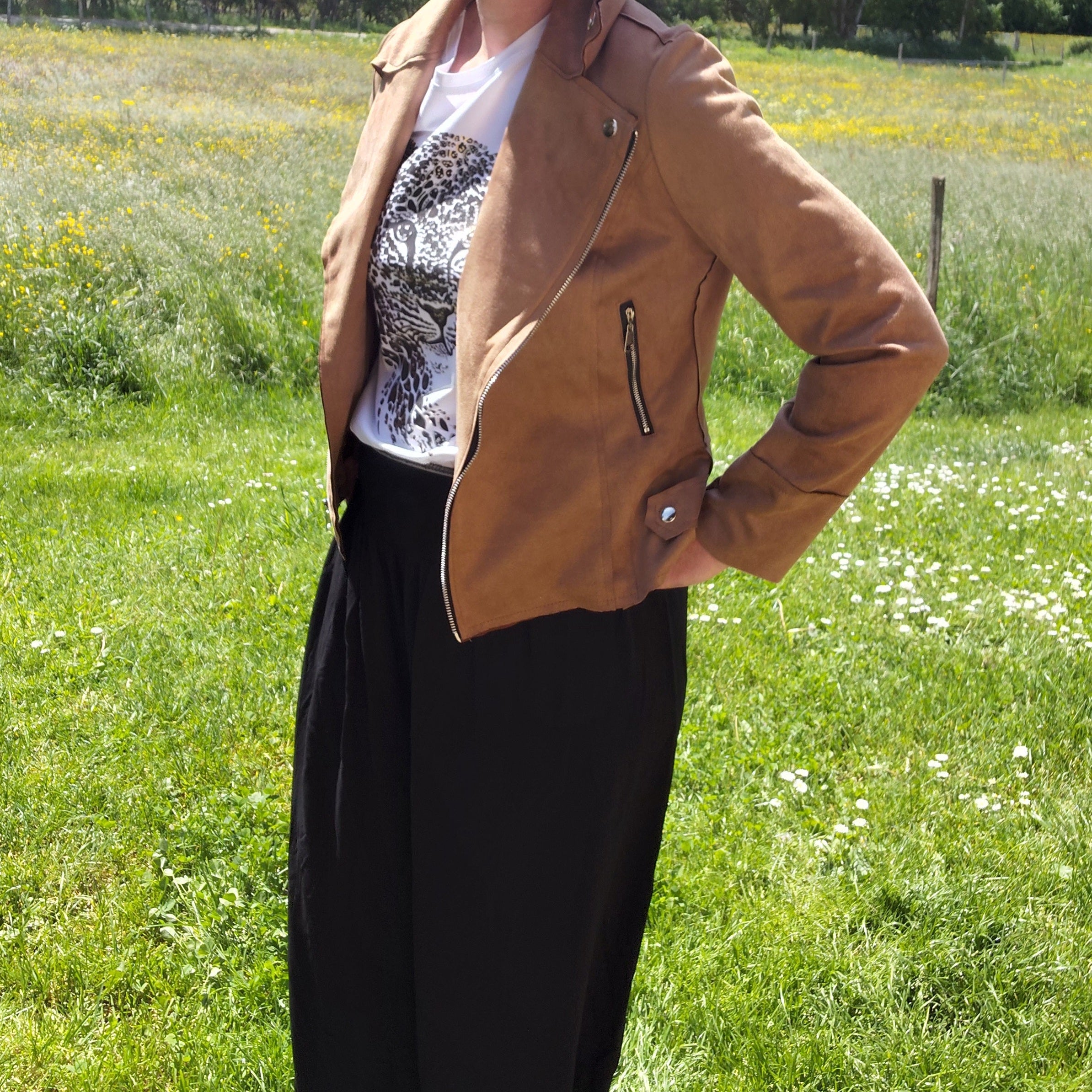 Perfecto suedine camel