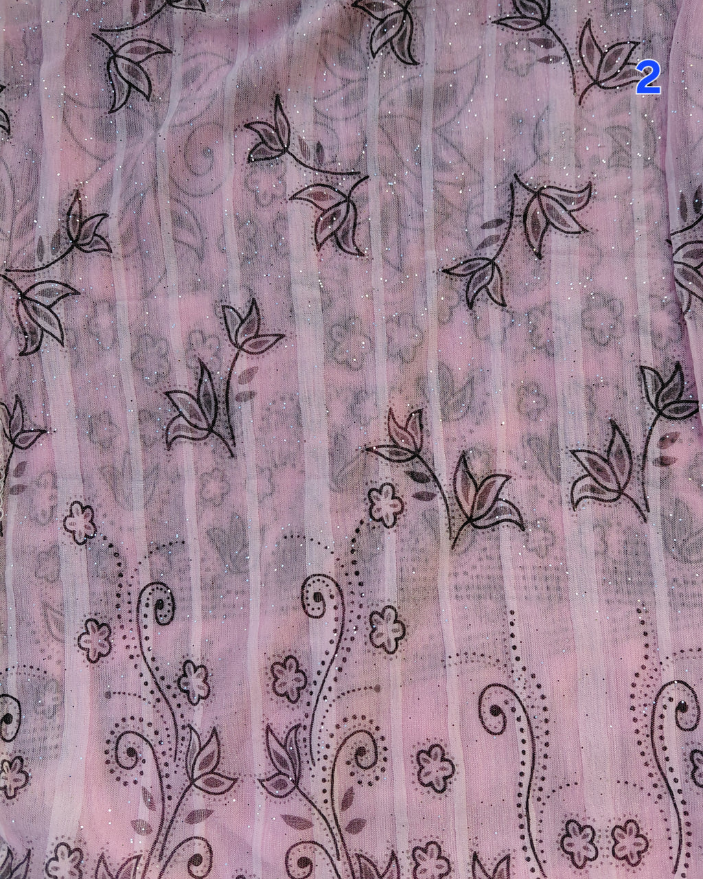 Foulard à paillettes argentées coloris vieux rose– 55x160cm, 100% polyester – L'armoire aux trésors