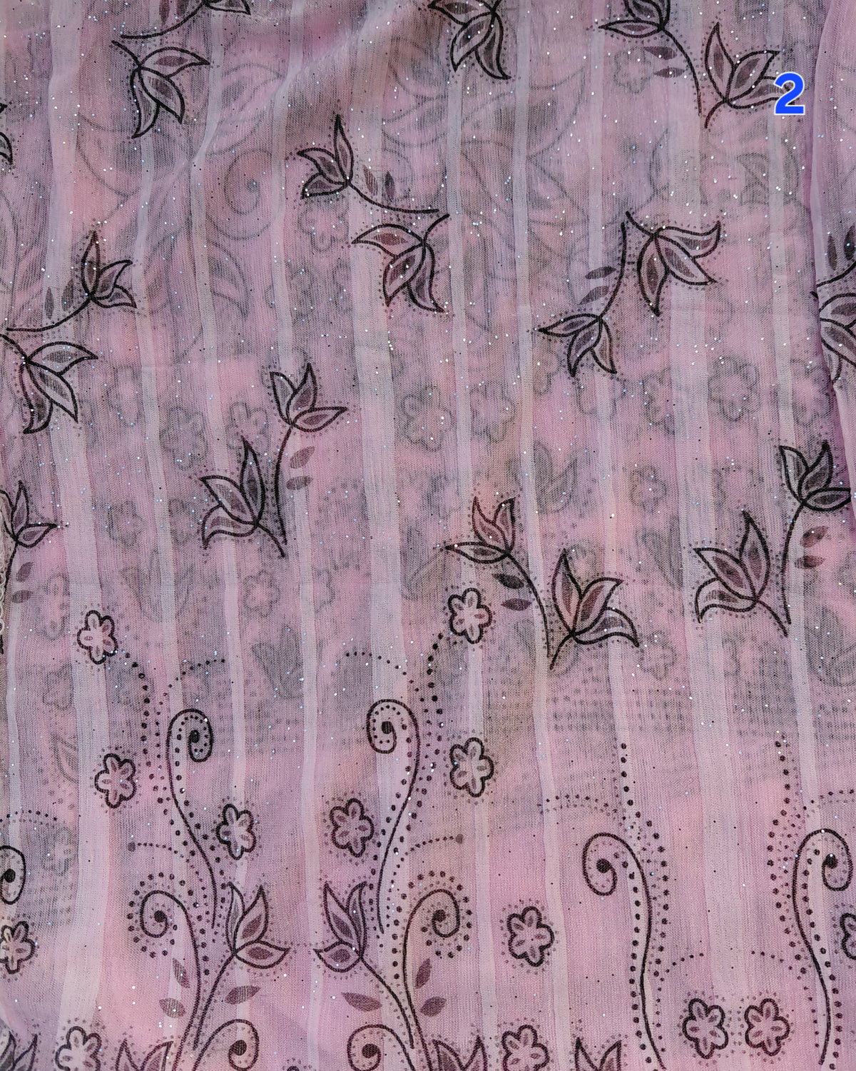 Foulard à paillettes argentées coloris vieux rose– 55x160cm, 100% polyester – L'armoire aux trésors