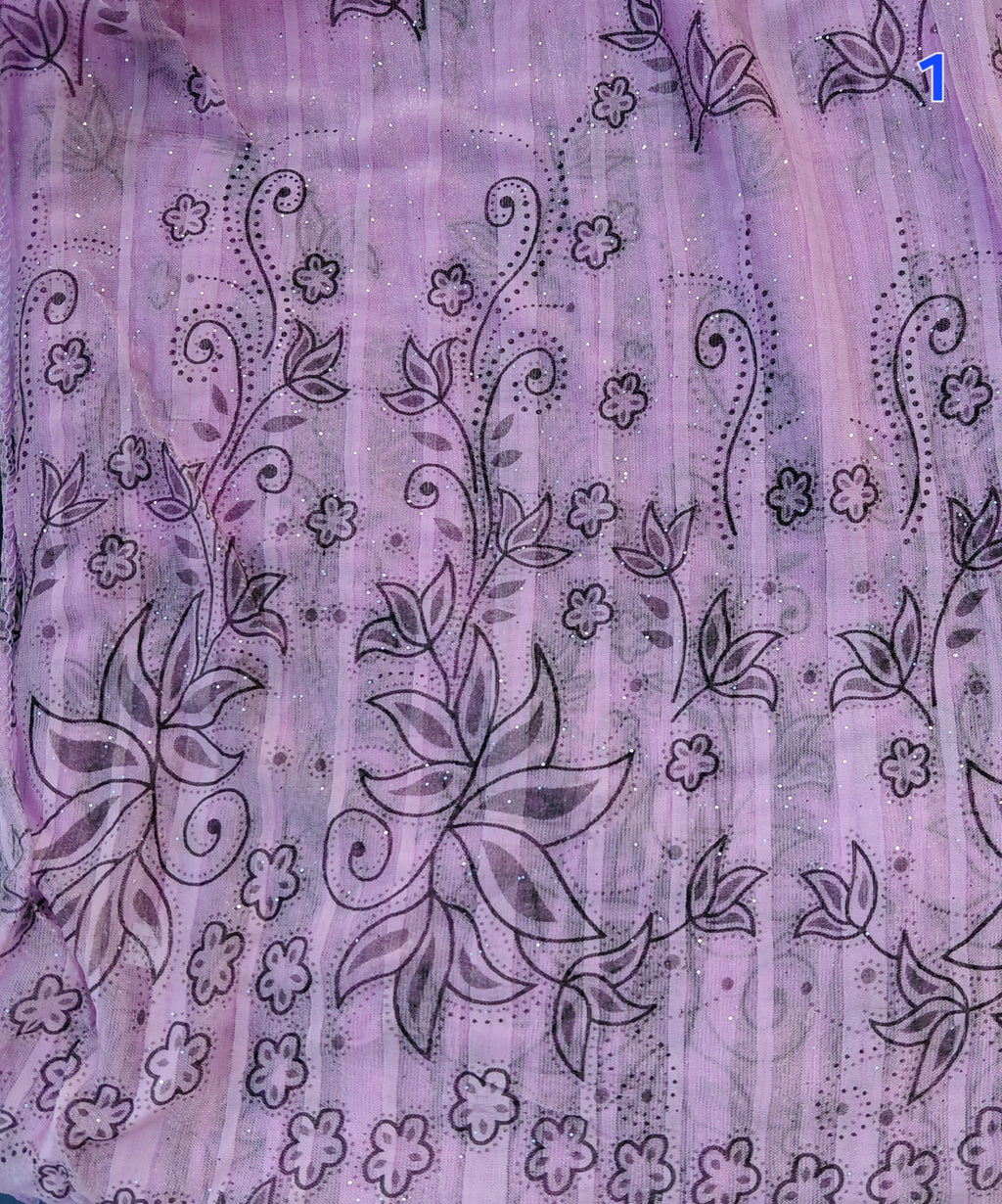 Foulard à paillettes argentées coloris violet – 55x160cm, 100% polyester – L'armoire aux trésors