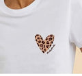 Tee shirt coeur mama léopard blanc