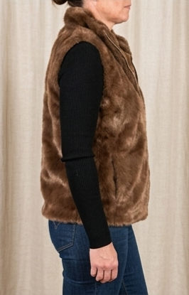 Manteau sans manches fausse fourrure