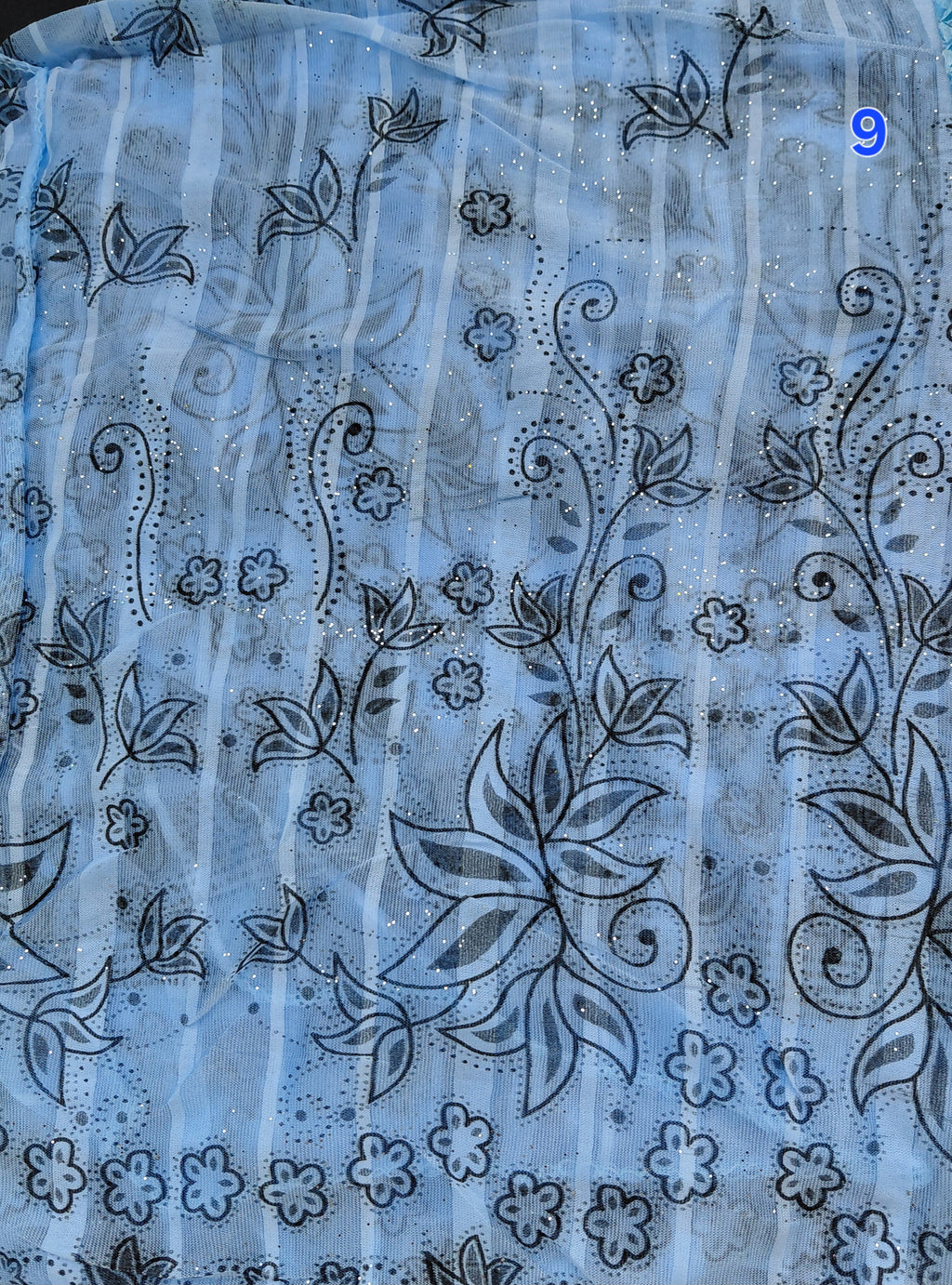 Foulard à paillettes argentées coloris bleu clair – 55x160cm, 100% polyester – L'armoire aux trésors