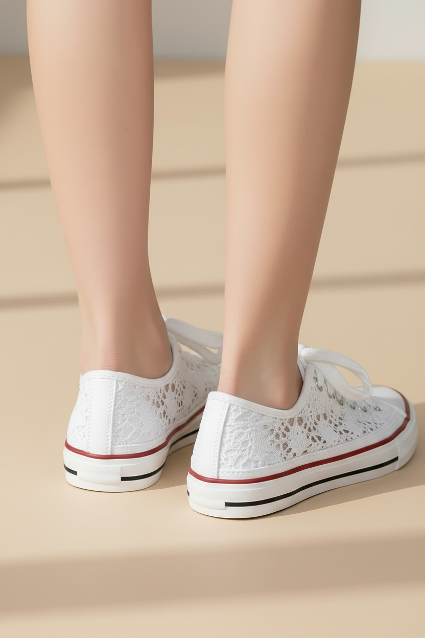 Sneakers blanches dentelle Lady Glory femme – L'armoire aux trésors
