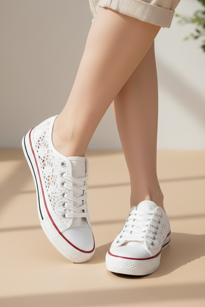 Sneakers blanches dentelle Lady Glory femme – L'armoire aux trésors