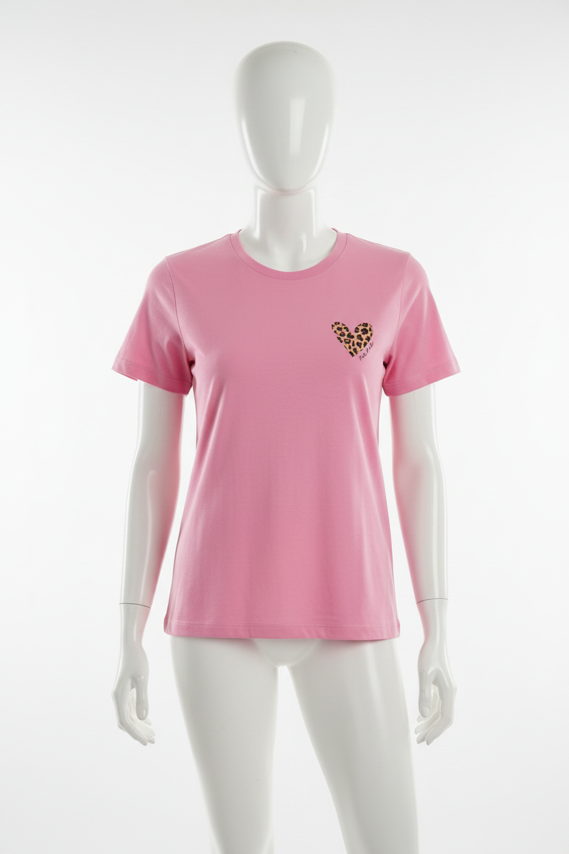 Tee-shirt cœur mama léopard fond neutre