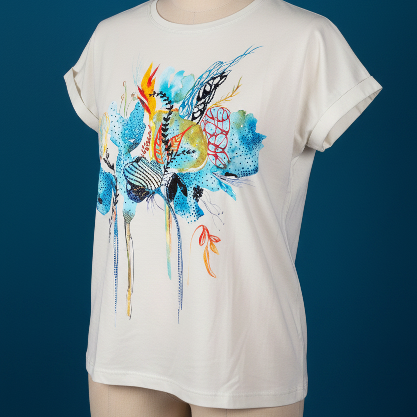 Tee-shirt motifs fond contrasté 